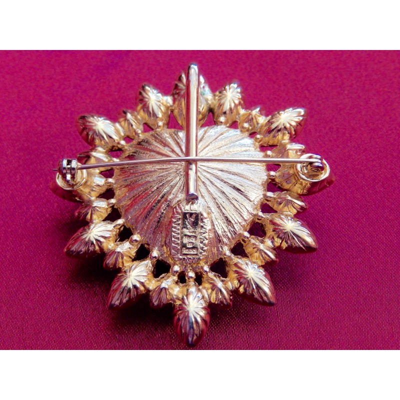 Broche vintage en strass bleus : bijoux bombés des années 1980 - France