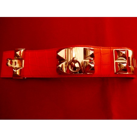 Bracelet Hermès Collier de chien alligator mat orange Poppy