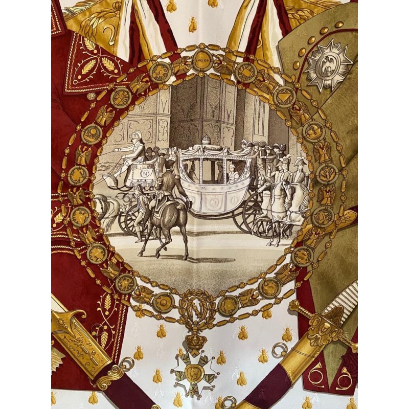Carré foulard Hermès Napoléon soie brochée