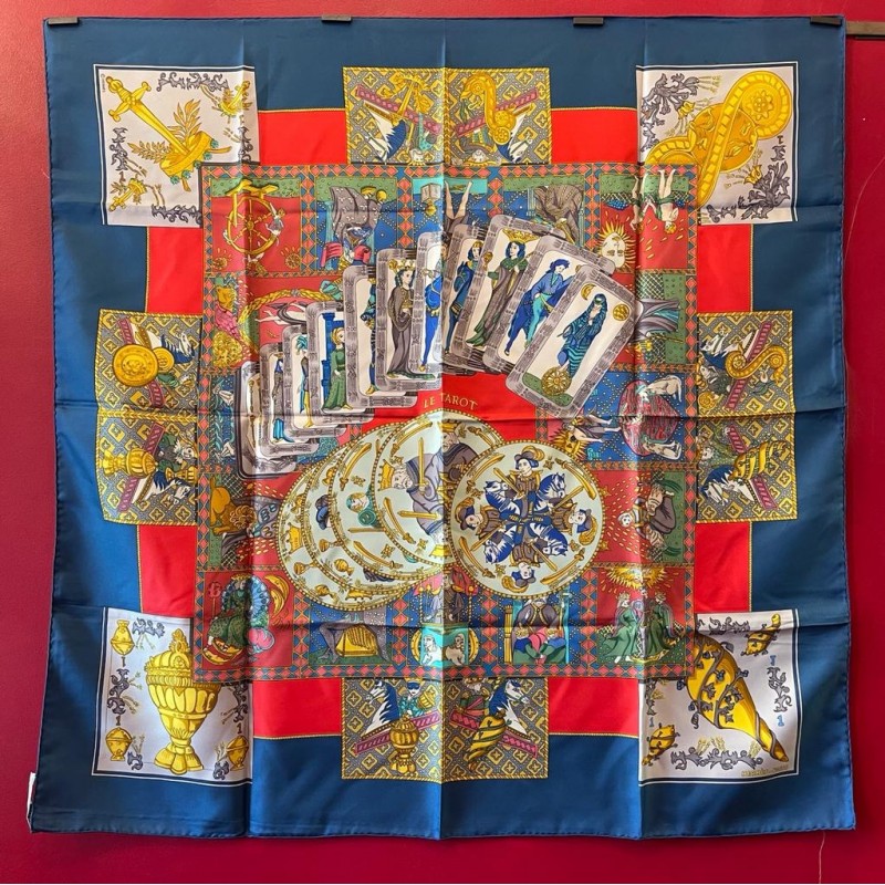 Foulard Vintage Le Trot 100% Soie Italie Motif Cheval - Bandana Carré Multicolore