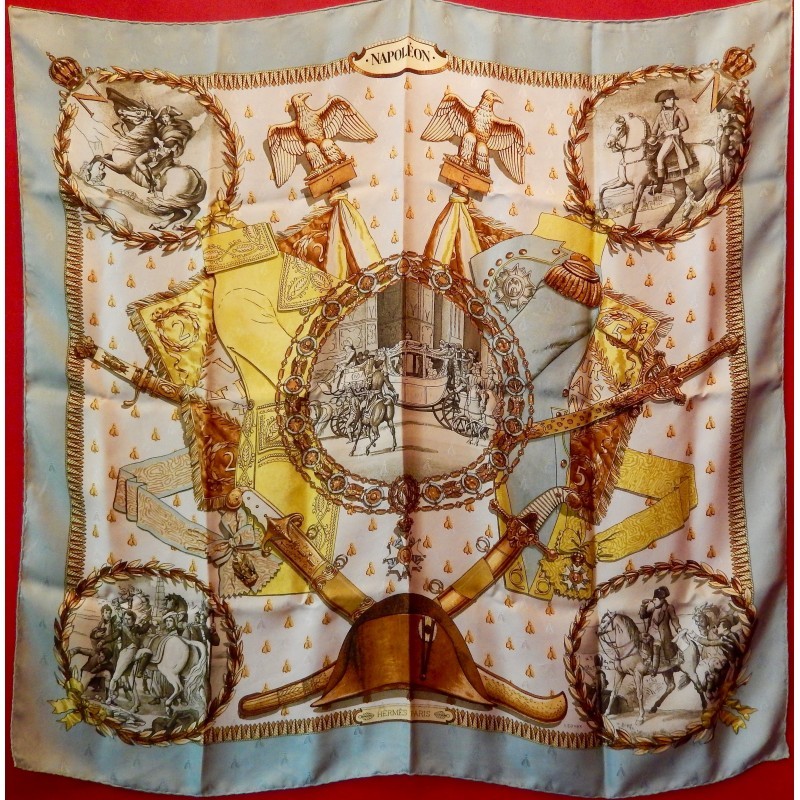 Foulard Carré De Soie Courvoisier Yves Brayer - Thème Napoléon, Occasion Très Bon état