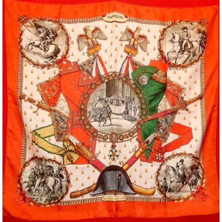 Carré foulard Hermès Napoléon soie brochée