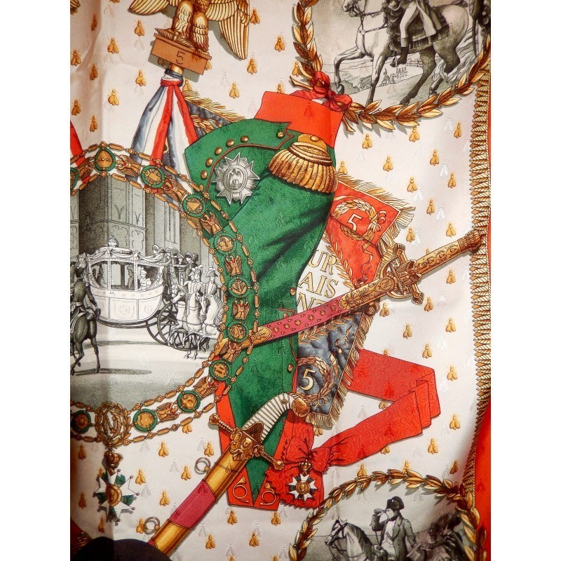 Carré foulard Hermès Napoléon soie brochée