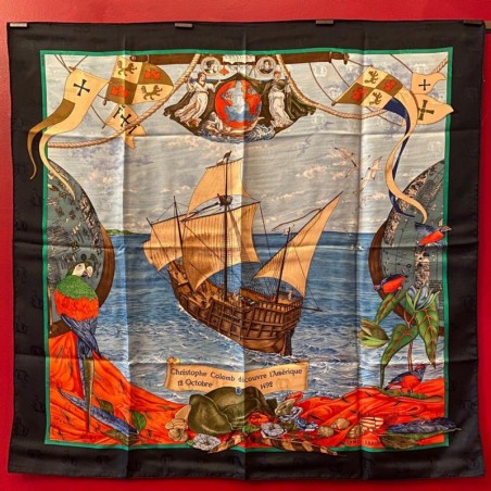 Carré foulard Hermès Christophe Colomb découvre l'Amérique