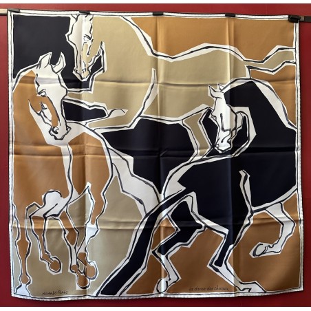 Carré foulard Hermès La danse des chevaux double face