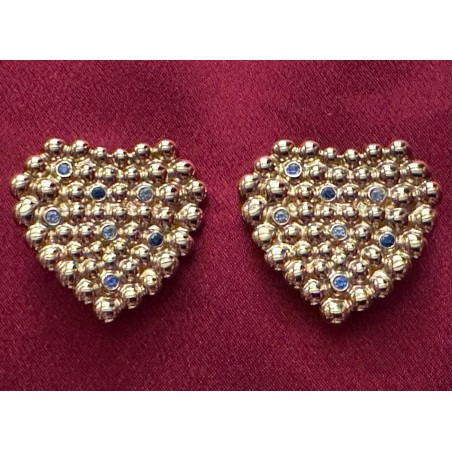 Boucles d'oreilles Yves Saint Laurent "Coeurs et strass"