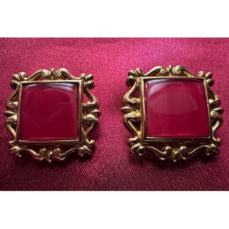 Boucles d'oreilles Yves Saint Laurent rose fushia