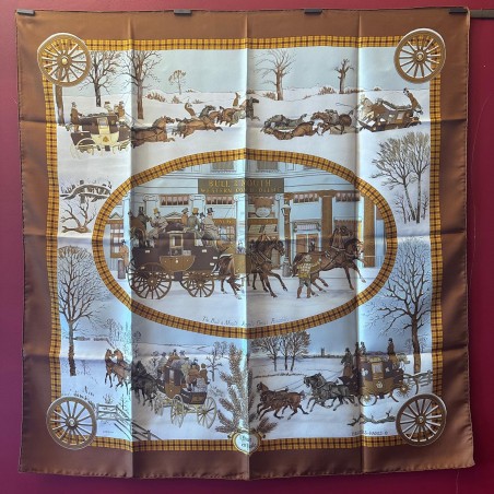 Carré foulard Hermès L'hiver en poste