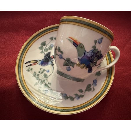 Hermès Tasses à café et soucoupes service Toucans