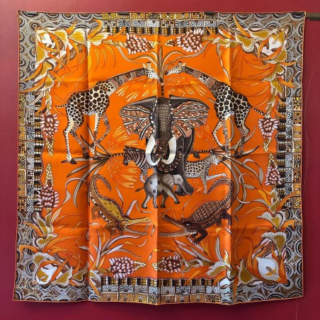 Carré foulard Hermès La marche du Zambèze