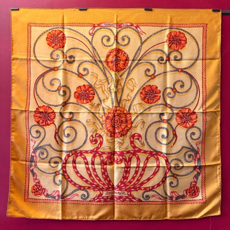 Carré foulard Hermès Jouvence en soie brochée