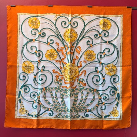 Carré foulard Hermès Jouvence en soie brochée