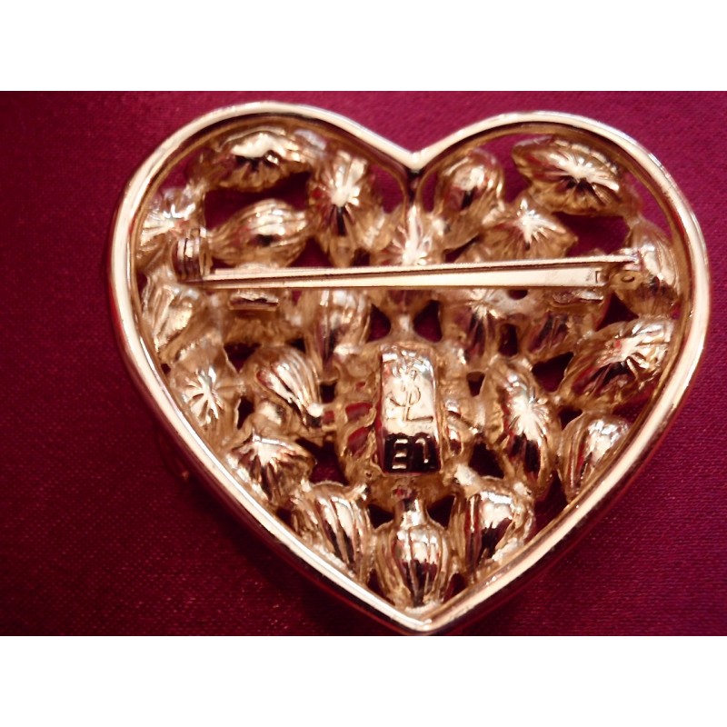Pendentif Broche Vintage Yves Saint Laurent En Ambre Et Plaqué Or - Très Bon état, Pièce Rare De Collection
