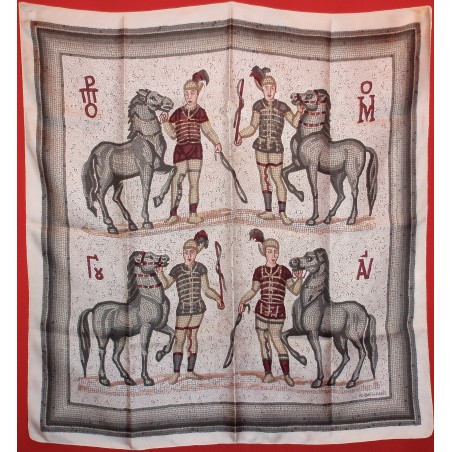 Rare carré Hermès Mosaïque-Les auriges 