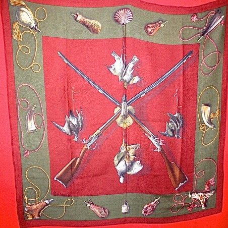 Carré Hermès Les fusils, cachemire et soie