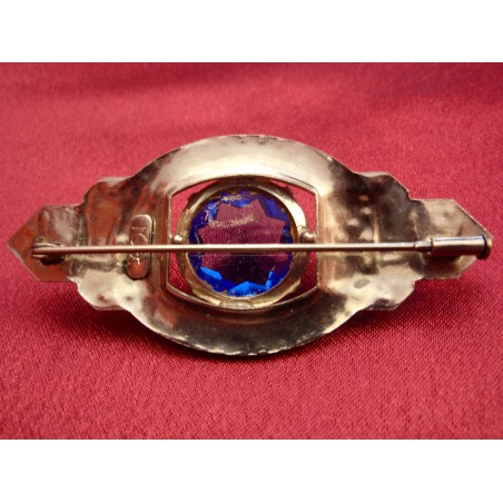 Broche Avec Pierre Bleue - Bijou D'occasion, Pierre Décorative, Style Vintage Ou Fantaisie